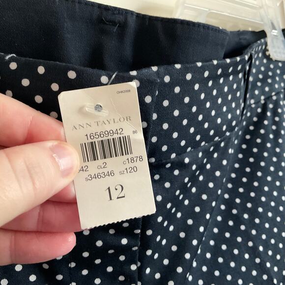 Ann Taylor Cambridge Crop Polka Dot Preppy Dress Pants - Size 12 - NEW - Picture 3 of 7